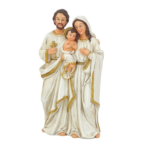 Holy Family Resin Figurine White Gold Trim Statue Religious Table Decor - color: Baby-white-1
