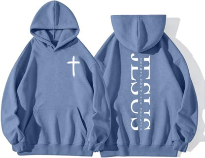 Boys Christian Jesus Hoodie Kids Faith Bible Verse Sweatshirt - color: Blue, size: 9-10 Years