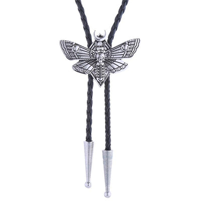 Western Cowboy Bolo tie for Men Women Gold Silver Death Skull Moth Cross Bolo Tie Christmas Deer Rooster Wolf Necktie Gift - color: 2# Silver Skull