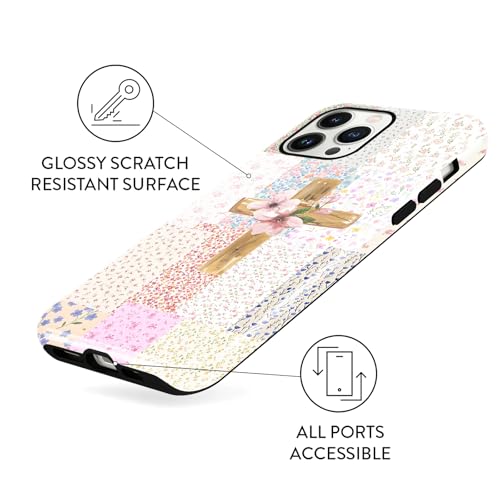 for iPhone 13 Pro 6.1'' Pink Flower Cross Christian Phone Case - color: Pink Flower Cross, size: iPhone 13 Pro