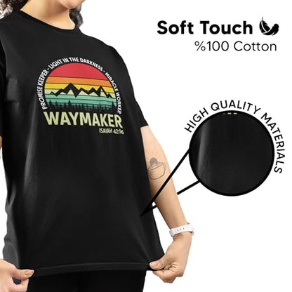 Waymaker Christian T-Shirt for Men, Women, Unisex - 100% Cotton Faith-Based Graphic Tee - Inspirational Religious Shirt - color: Black, size: XX-Large