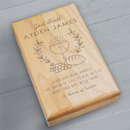 GiftsForYouNow Engraved Communion Chalice Valet Box - color: God Bless