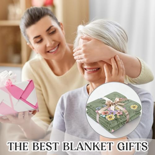 Christian Gifts for Women, Christian Birthday Blanket with Flowers - color: Sage Green, size: 80"x60"