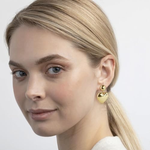 14K Gold Earring Cross Waterdrop Butterfly Heart Knot Earrings for Women Gold Silver Cross Leverback Drop Gold Silver Teardrop Hoop Dangle Earring White Gold Dangle Drop Earring - color: Gold- Heart Dangle Earring
