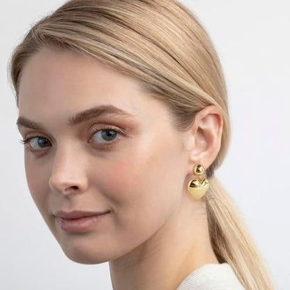14K Gold Earring Cross Waterdrop Butterfly Heart Knot Earrings for Women Gold Silver Cross Leverback Drop Gold Silver Teardrop Hoop Dangle Earring White Gold Dangle Drop Earring - color: Gold- Heart Dangle Earring