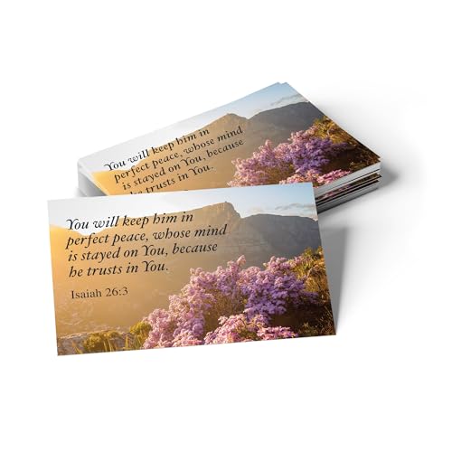 Pass It On Scripture Cards, Faith, Is 26:3 - Pack of 25 Inspirational Christian Cards with Scripture Encouragement, Bible Verse Cards For Devotional, Bible Study, Memorization & Greetings - color: Perfect Peace
