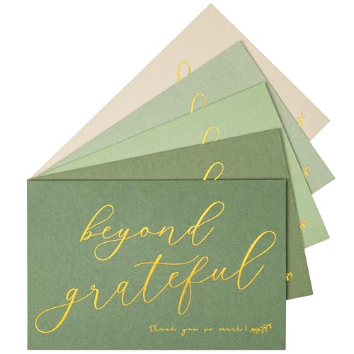 Crisky 4x6 Sage Green Beyond Grateful Thank You Cards With Envelopes & Stickers Simple, Chic, Elegant Greeting Cards Perfect for: Wedding/Business/Birthday/Graduation. 50 Pack - style: SageGreen