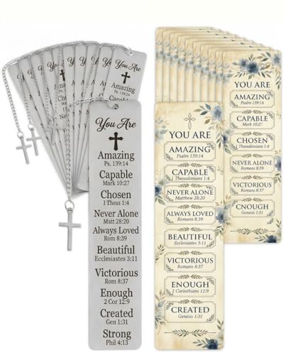 12 Pack Christian Bible Metal Bookmarks Cross Pendant Gifts