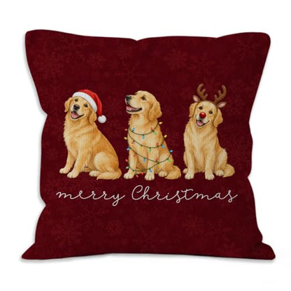 Christmas Golden Retriever Throw Pillow Covers 18x18 Home Decor - color: Golden Retriever