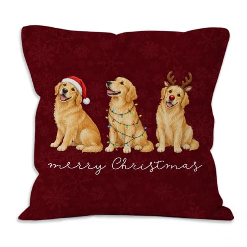 Christmas Golden Retriever Throw Pillow Covers 18x18 Home Decor - color: Golden Retriever