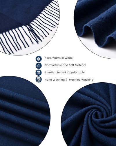 Clothirily Womens Winter Scarf, Oversized Long Blanket Plaid Shawl Wrap - color: Navy Blue