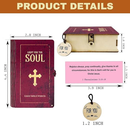 Handmade Bible Verse Cards Box (150 pcs), Inspirational Cards with Wooden Box for Emotion and Feeling, Christian Presents for Graduation, Mom, and for Women & Men - color: Wooden Bible
