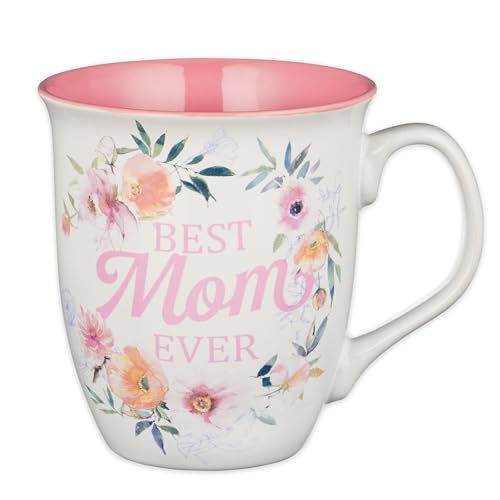 Christian Art Gifts White and Pink Floral Ceramic Coffee Mug – 14 oz. Lead & Cadmium-free Inspirational Scripture Coffee & Tea Mug for Mothers with Encouraging Words: Best Mom & Bible Verse: Num. 6:24 - color: Multicolor/Best Mom