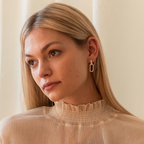 14K Gold Earring Cross Waterdrop Butterfly Heart Knot Earrings for Women Gold Silver Cross Leverback Drop Gold Silver Teardrop Hoop Dangle Earring White Gold Dangle Drop Earring - color: Gold- Paperclip Dangle Earrings
