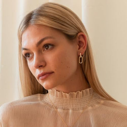 14K Gold Earring Cross Waterdrop Butterfly Heart Knot Earrings for Women Gold Silver Cross Leverback Drop Gold Silver Teardrop Hoop Dangle Earring White Gold Dangle Drop Earring - color: Gold- Paperclip Dangle Earrings