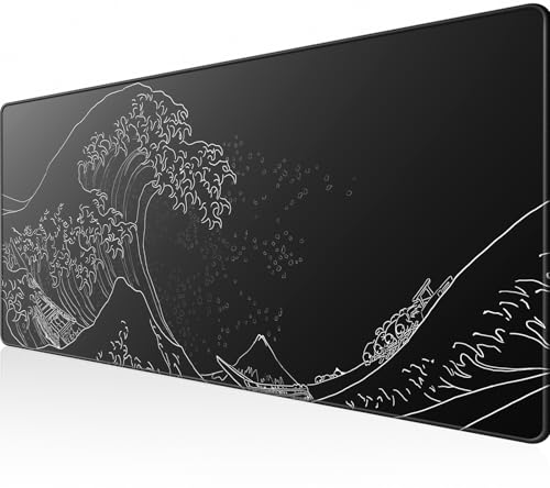 KTRIO Large Gaming Mouse Pad, Desk Mat, 31.5 x 11.8 in, Kanagawa Wave, XL - color: Kanagawa Wave, size: 31.5l X 11.8w Inches