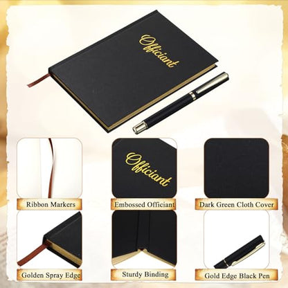 Engrowtic Wedding Officiant Book with Pen 5.25x8.25,Black,Vivid - color: Black, style: Vivid