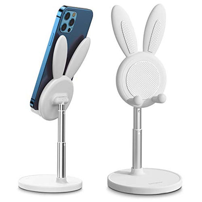 OATSBASF Cute Bunny Phone Stand Adjustable Phone Holder for Phones - color: White