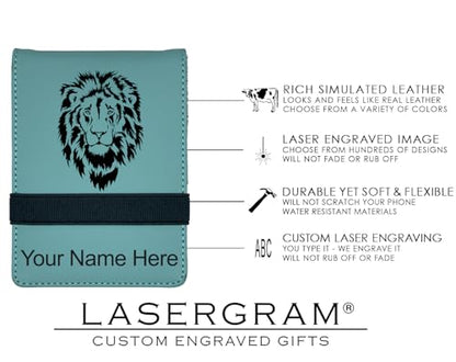 LaserGram Mini Padfolio with Notepad and Pen, Christian Cross, Personalized Engraving Included (Teal) - color: Teal