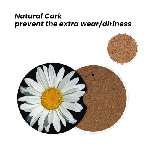 Daisy Flower Car Cup Holder Coasters 2 Pack 2.63" for Women - color: Clear
