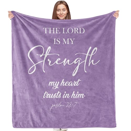 Christian Blanket, Religious Bible Verse Flannel Throw Blanket, Christian Blankets for Women Faith, Inspirational Purple Blankets for Bedroom Living Room Couch Sofa, 50x60 Inches - color: Purple