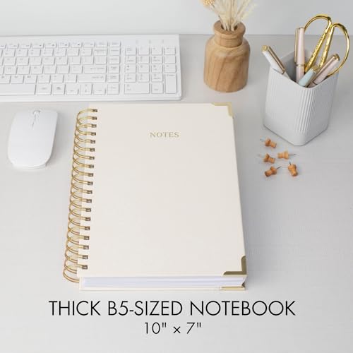 Aesthetic Thick Spiral Notebook Journal For Women in B5 - Linen Hardcover - color: Beige, size: B5