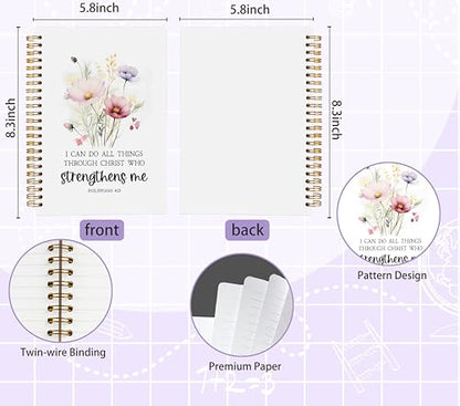 Welshower I Can Do All Things Through Christ Floral Spiral Notebook Journal, Bible Notebook for Note Taking, Religious Scripture Journal, Prayer Journals for Woman, 5.5x8.3 Inch - color: Prayer Blank Book 10