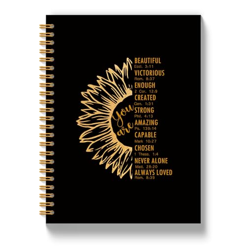 Sunflower Christian Journal for Women, Inspirational You Are Bible Notebooks for Note Taking, Church Notes Journal, Prayer Religious Spiral Notebook 5.5x8.3 Inch - color: SJ You are