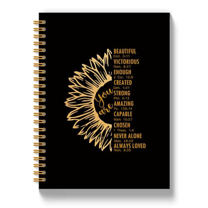 Sunflower Christian Journal for Women, Inspirational You Are Bible Notebooks for Note Taking, Church Notes Journal, Prayer Religious Spiral Notebook 5.5x8.3 Inch - color: SJ You are