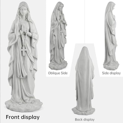 VChymm Virgin Mary Praying Statue 31.49 Inch Tall Outdoor Garden Religious Garden Statue Mary Statue Outdoor Yard Patio Deck Home Entryway Hallway Sculpture Magnesium Oxide Stone （White Virgin Mary）