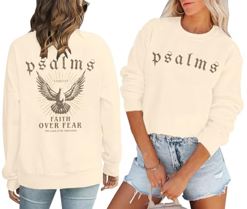 Christian Sweatshirts for Women: Jesus Faith Sweatshirt Faith Over Fear Hoodie Bible Verse Shirts Jesus Pullover - color: Apricot, size: Small