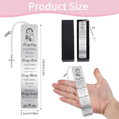 Virgin Mary Metal Bookmark, Catholic Book Mark with Cross Charm - style: Virgin Mary