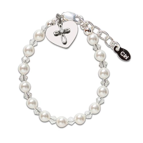 Cherished Moments First Communion Bracelets, .925 Silver or 14K Gold-Plated - color: Pearl w/Crystal-SILVER