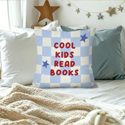 Reading Nook Pillow Covers18x18,Classroom Inspirational Throw Pillows - color: Book-blue