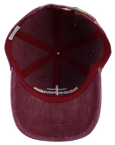 Cross Jesus Hats for Men Women, Adjustable Cotton Embroidered Christian Redeemed Baseball Cap - color: Red