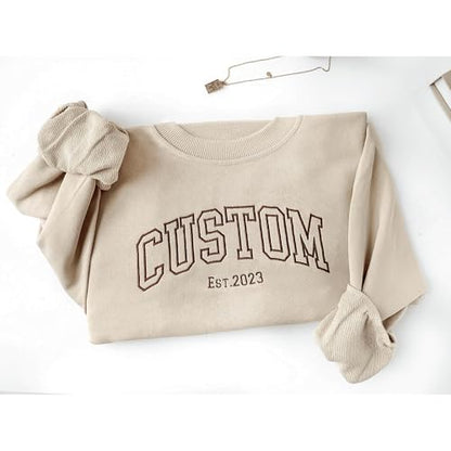 LullabyMall Custom Embroidered Hoodie Design Your Own, Personalized Hoodie For Everyone, Customize Text On Sleeve, Add Your Own Custom Text, Personalized Embroidery Motherday Gifts