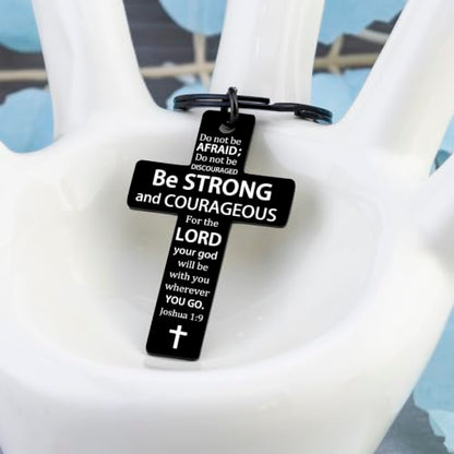 Cross Keychain for Men Women Jesus Keychain Christian Key chain Bible Verse Accessories Scripture Religious - color: Black