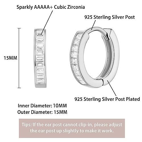 14K Gold Huggie Earrings for Women Silver Huggie Hoop Earrings Cubic Zirconia Huggie Earrings Stud Earrings Lightweight Dainty Hypoallergenic Earrings Jewelry Gifts - color: Silver CZ Huggies
