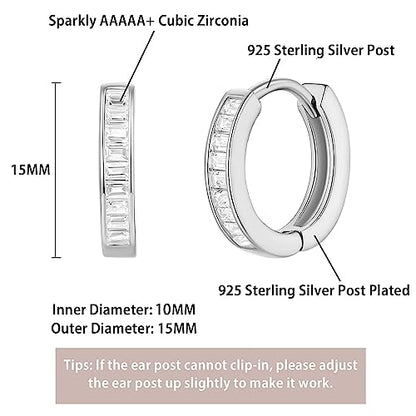 14K Gold Huggie Earrings for Women Silver Huggie Hoop Earrings Cubic Zirconia Huggie Earrings Stud Earrings Lightweight Dainty Hypoallergenic Earrings Jewelry Gifts - color: Silver CZ Huggies