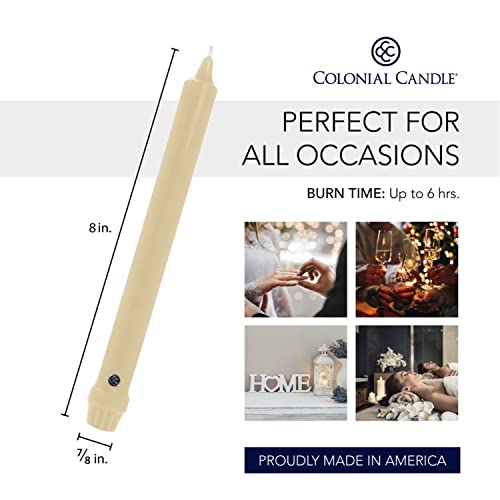 Colonial Candle Unscented Taper Candle, Classic Collection, Limoncello, 8 in, Pack of 12 - Up to 6 Hours Burn - color: Limoncello, size: 8 In, style: Classic