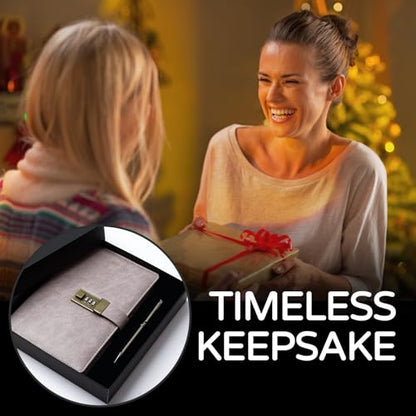 WEMATE Diary with Lock, A5 PU Leather Journal with Lock 240 Pages Pink - color: Pink