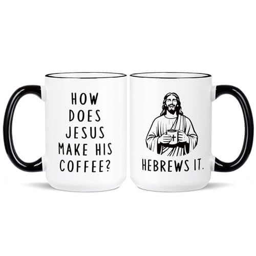Funny Christian Gifts for Women Men – Jesus He Brews It Coffee Mug 15oz - size: 15 Ounces