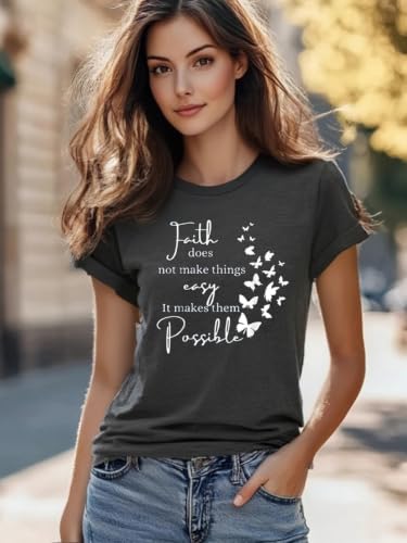 Christian Jesus Faith T Shirts for Women - color: Gray5, size: Medium