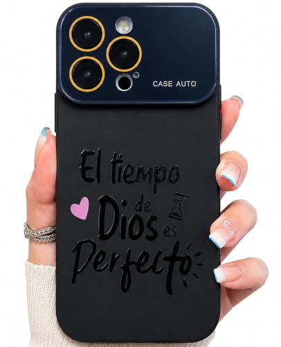 for iPhone 17 Pro Max Case God's Timing is Perfect Spanish Bible Verse Phone Case, Full Camera Lens Protection, Shockproof Drop Resistant Durable Cover (Black, iPhone 14 Pro Max) - color: black, size: iPhone 14 Pro Max
