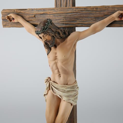 BC Catholic Crucifix Standing Cross for Altar 15" H Jesus Cross - size: 15"L x 7.8"W