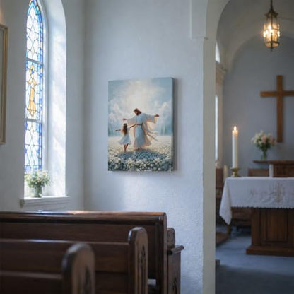 Jesus with Little Girl Canvas Wall Art, Gallery Wrapped Print, 12x16 - color: Double-1, size: 16"L x 12"W