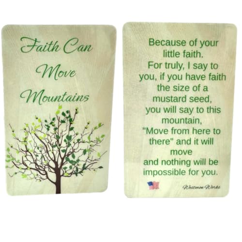 Westmon Works Mustard Seed Holy Card with Faith Can Move Mountains Prayer Bulk Lot Laminated Made in the USA, Pack of 10