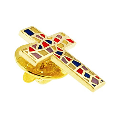 PinMart Christian Religious Lapel Pin - Cross, Faith & Church Accessories - color: Stained Glass Cross, size: 25 Pack