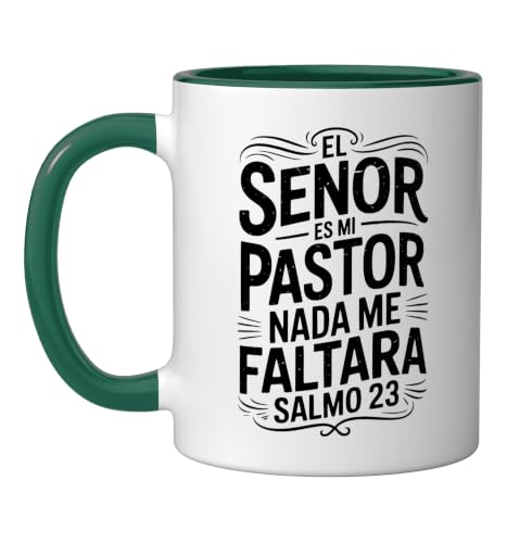 Spanish Christian With a Bible Verse Quote El Senor Es Mi Ceramic Mug, Dark Green/White, 11oz - color: Dark Green/White, size: 11 Ounces