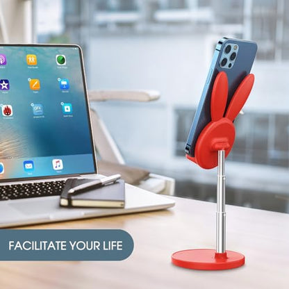 OATSBASF Cute Bunny Phone Stand Adjustable Phone Holder for Phones - color: Red